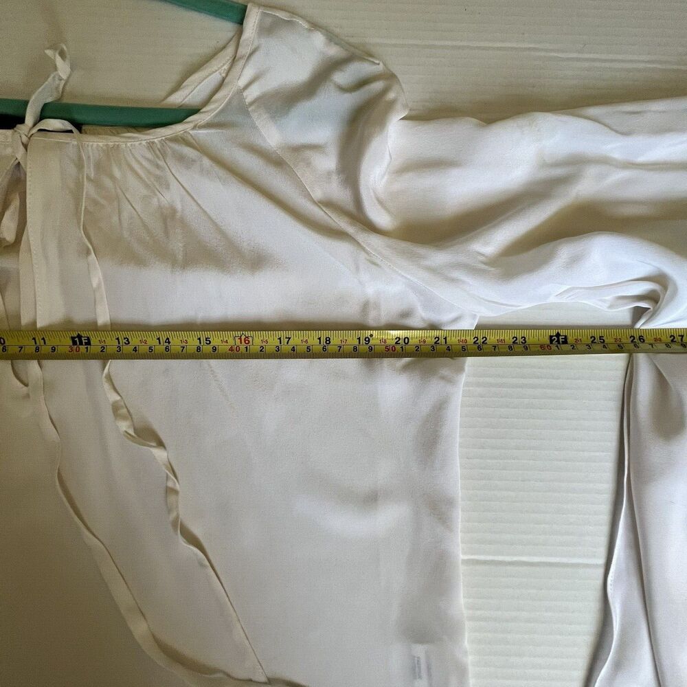 Lou Barok Paris 42 LBK Womens Tie Neck Extra Large Sleeves Blouse White/DEFECTS - Picture 6 of 12